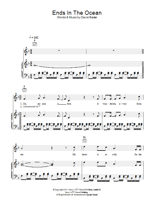 Avalanche City Ends In The Ocean sheet music notes and chords arranged for Piano, Vocal & Guitar Chords