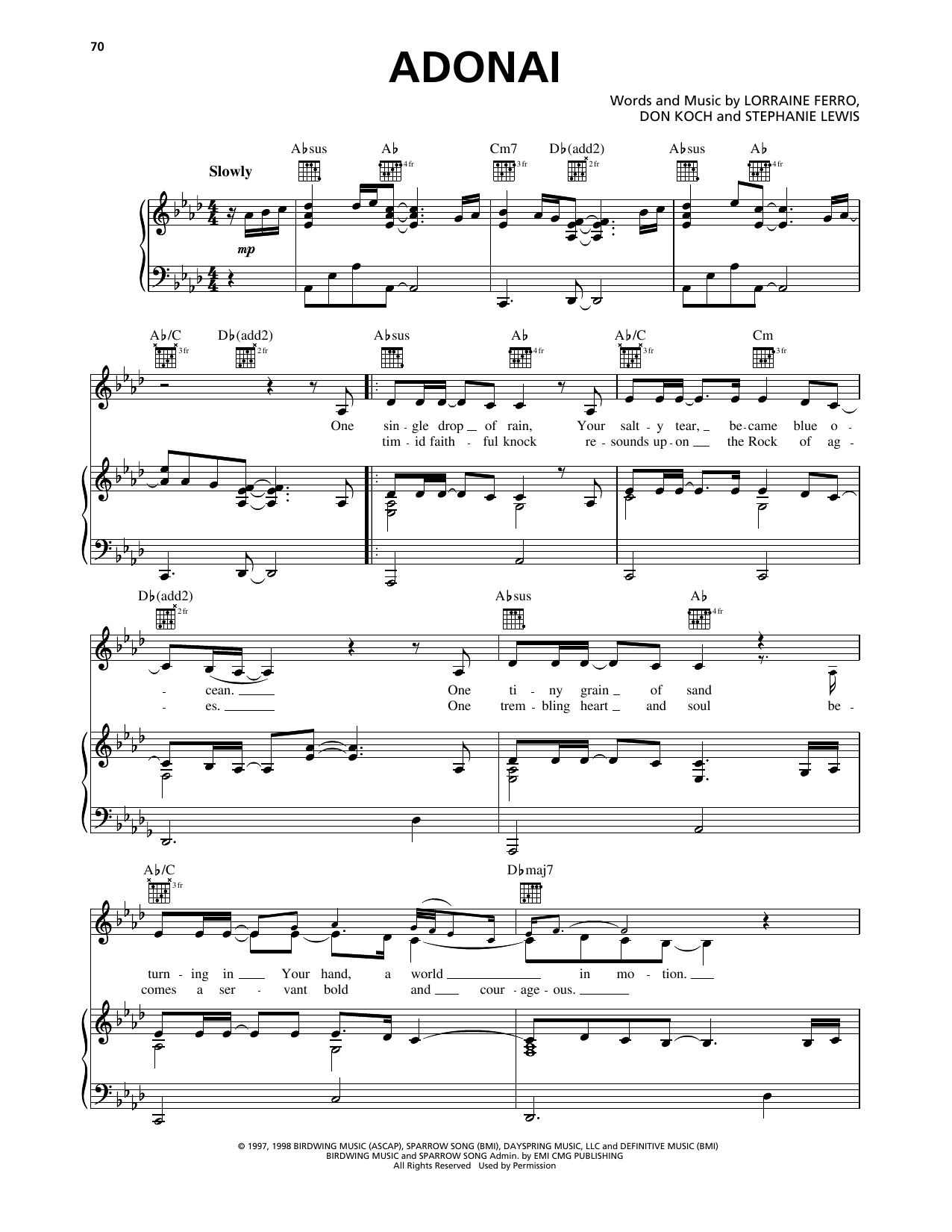 Avalon Adonai sheet music notes and chords arranged for Piano, Vocal & Guitar Chords (Right-Hand Melody)