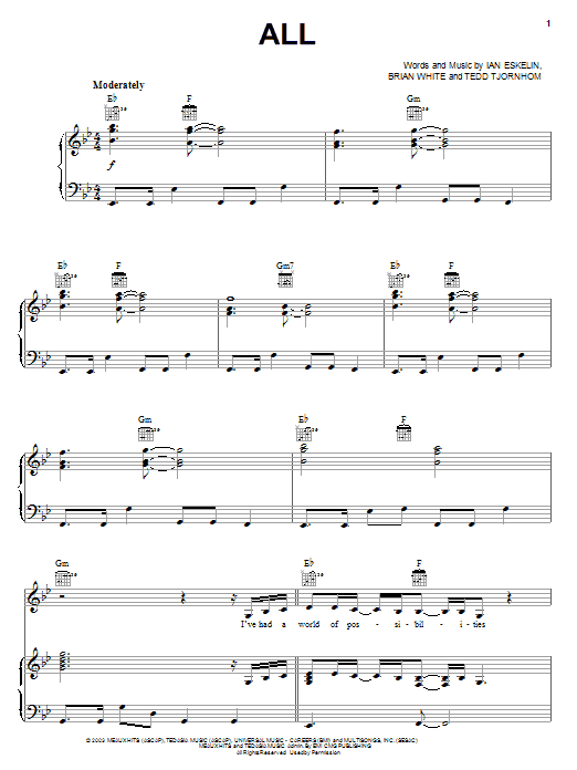 Avalon All sheet music notes and chords arranged for Piano, Vocal & Guitar Chords (Right-Hand Melody)