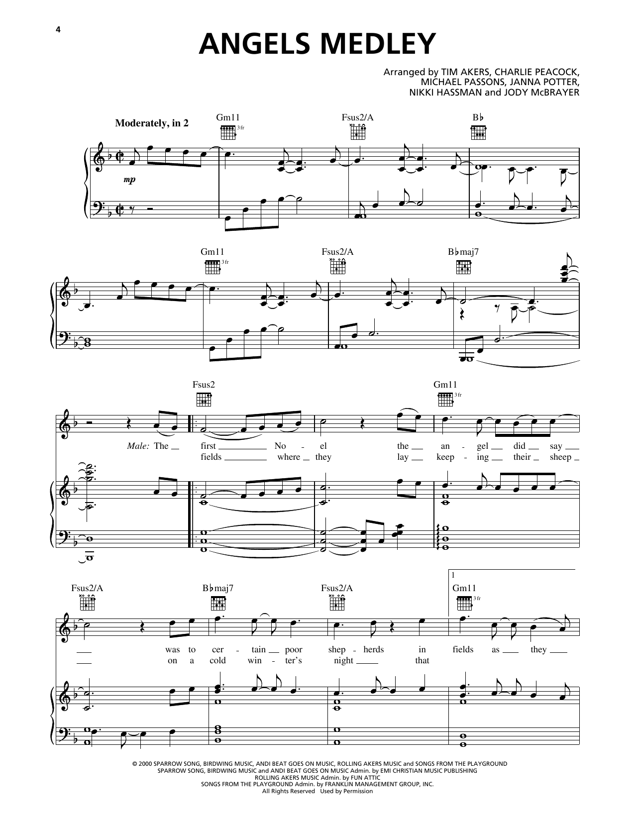 Avalon Angels Medley sheet music notes and chords arranged for Piano, Vocal & Guitar Chords (Right-Hand Melody)