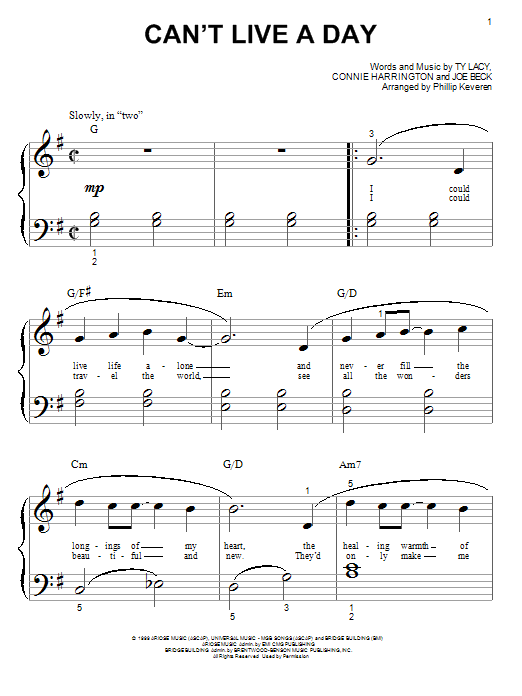 Avalon Can't Live A Day (arr. Phillip Keveren) sheet music notes and chords arranged for Big Note Piano