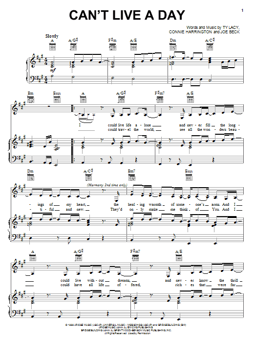 Avalon Can't Live A Day sheet music notes and chords arranged for Guitar Chords/Lyrics