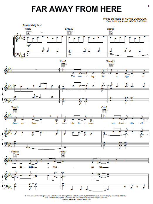 Avalon Far Away From Here sheet music notes and chords arranged for Piano, Vocal & Guitar Chords (Right-Hand Melody)