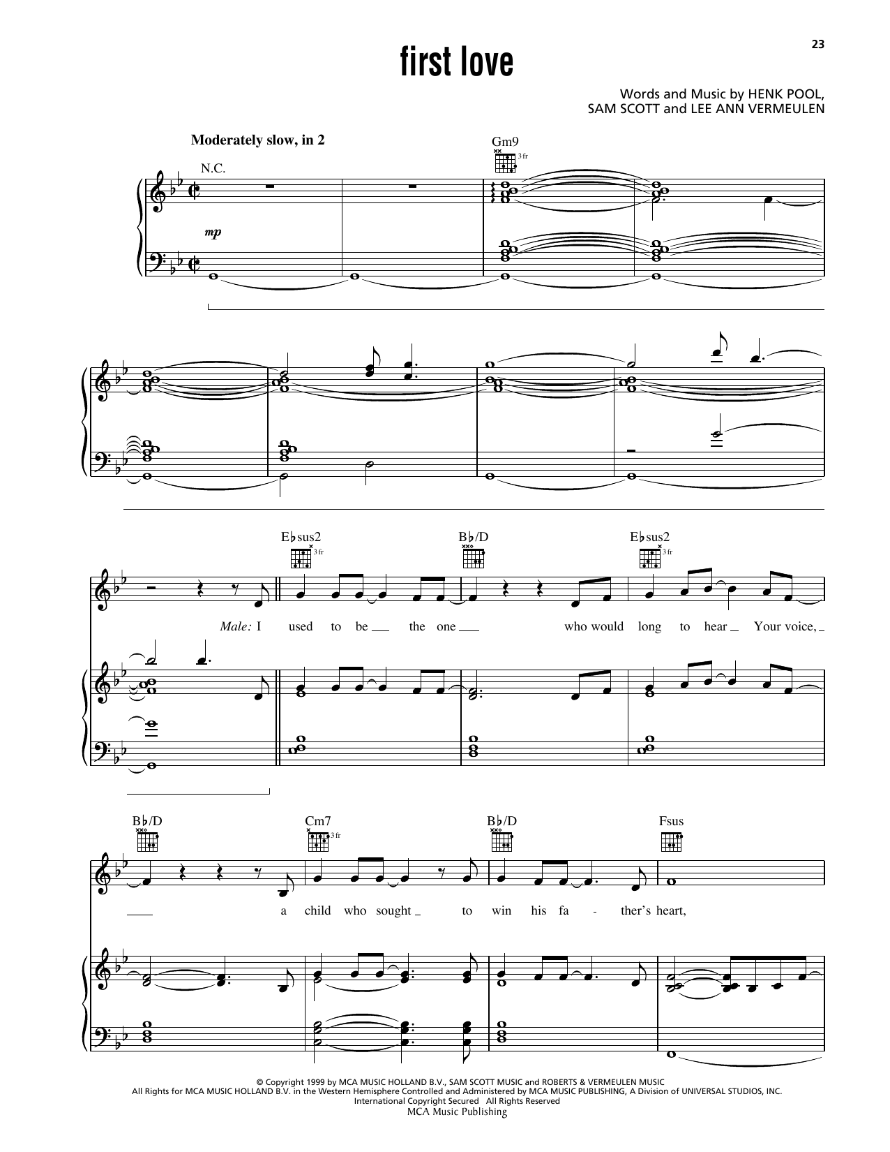Avalon First Love sheet music notes and chords arranged for Piano, Vocal & Guitar Chords (Right-Hand Melody)