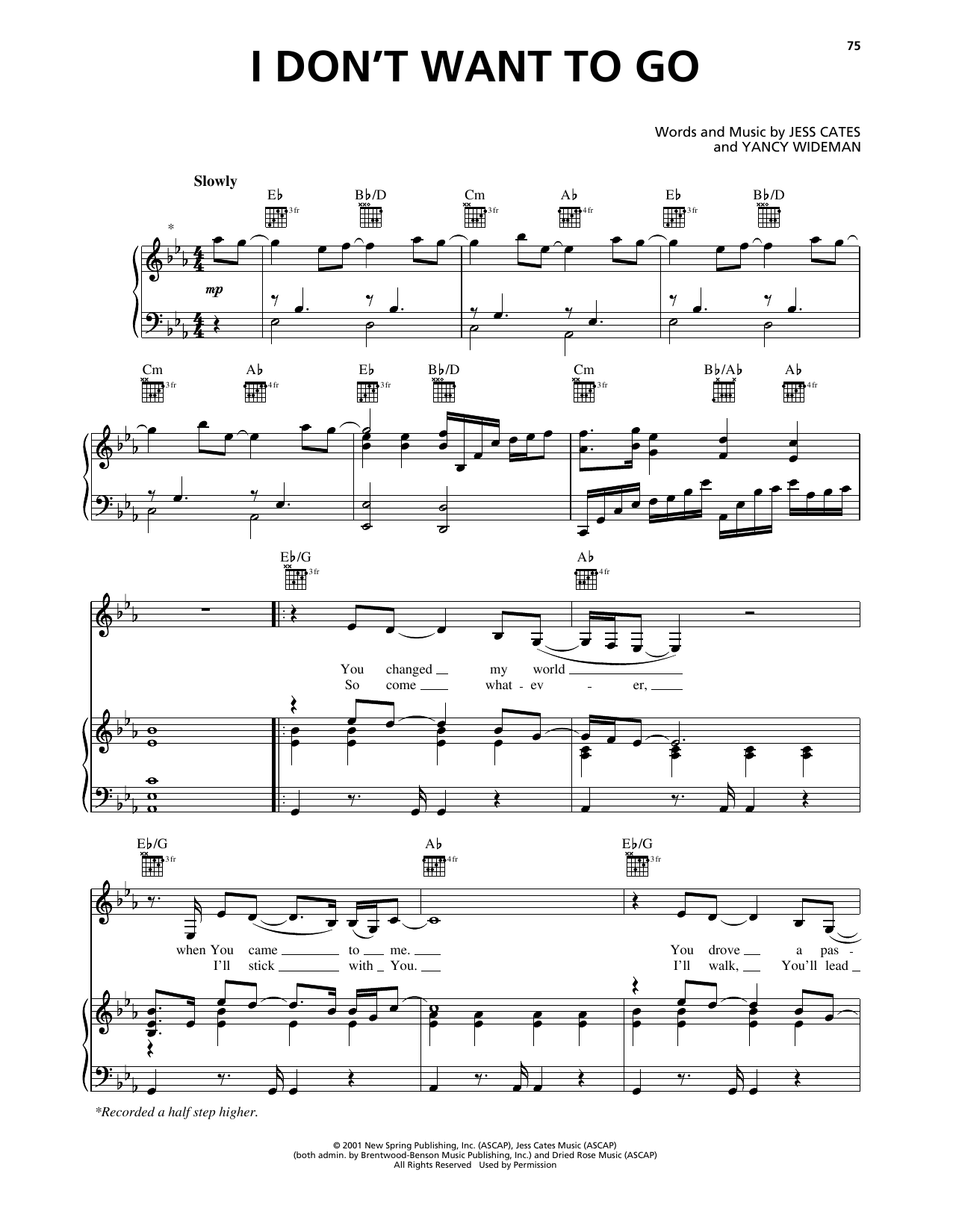 Avalon I Don't Want To Go sheet music notes and chords arranged for Piano, Vocal & Guitar Chords (Right-Hand Melody)