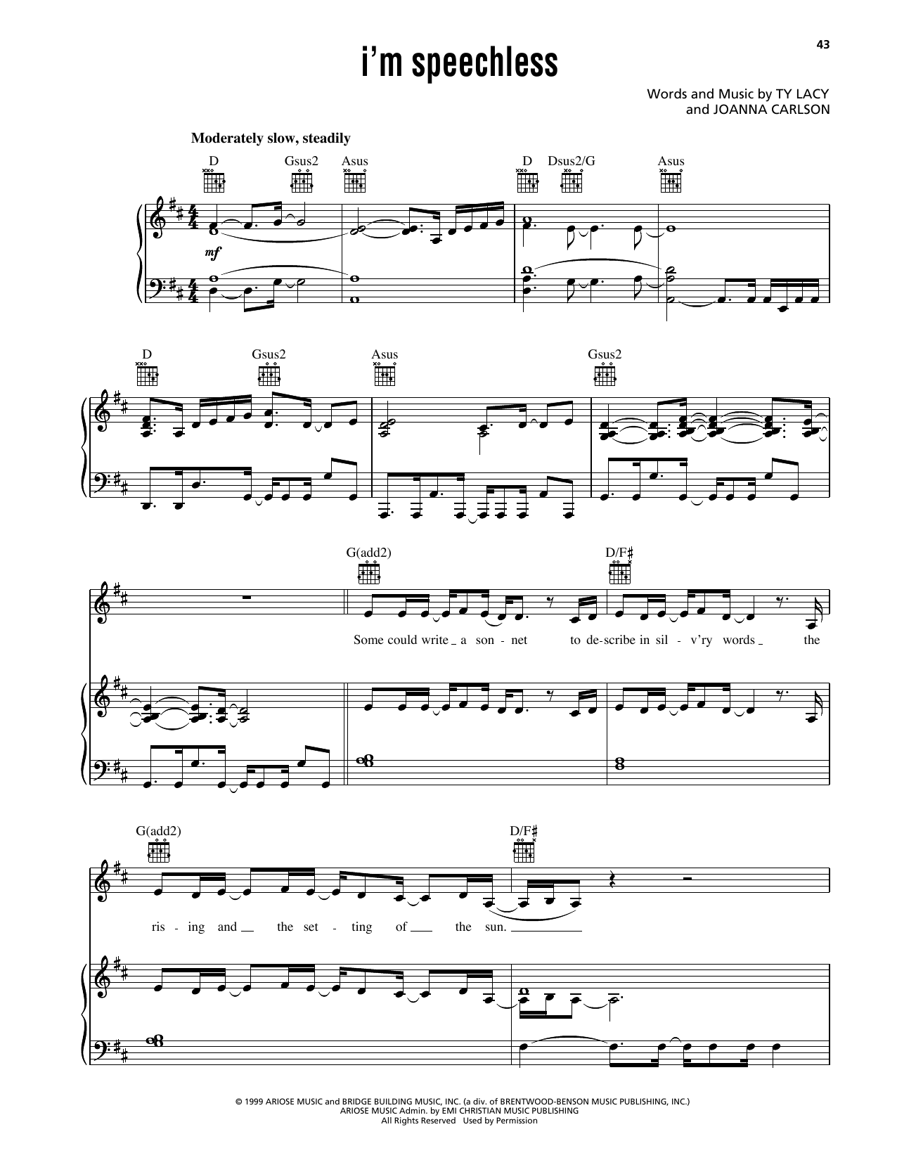Avalon I'm Speechless sheet music notes and chords arranged for Piano, Vocal & Guitar Chords (Right-Hand Melody)