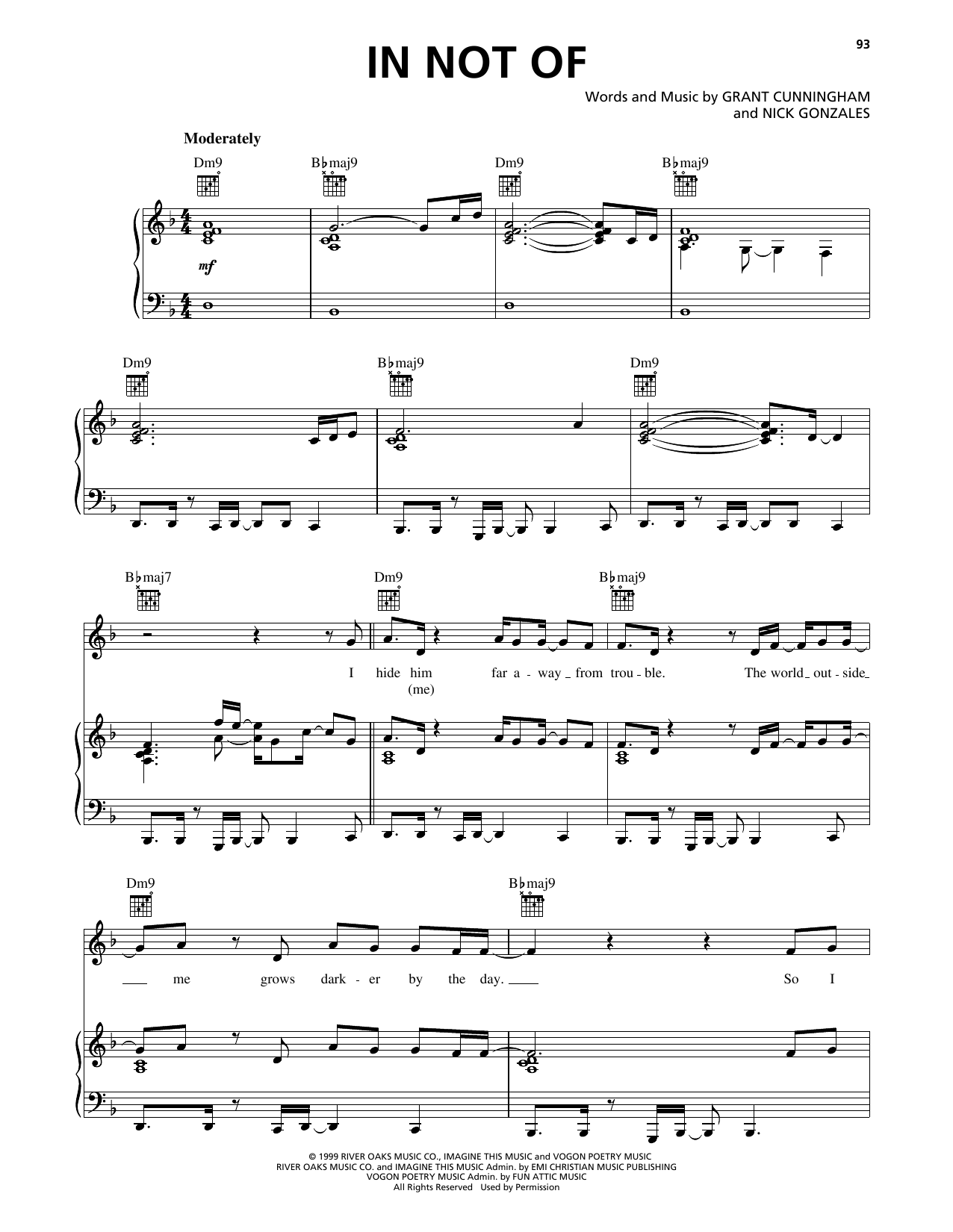 Avalon In Not Of sheet music notes and chords arranged for Piano, Vocal & Guitar Chords (Right-Hand Melody)