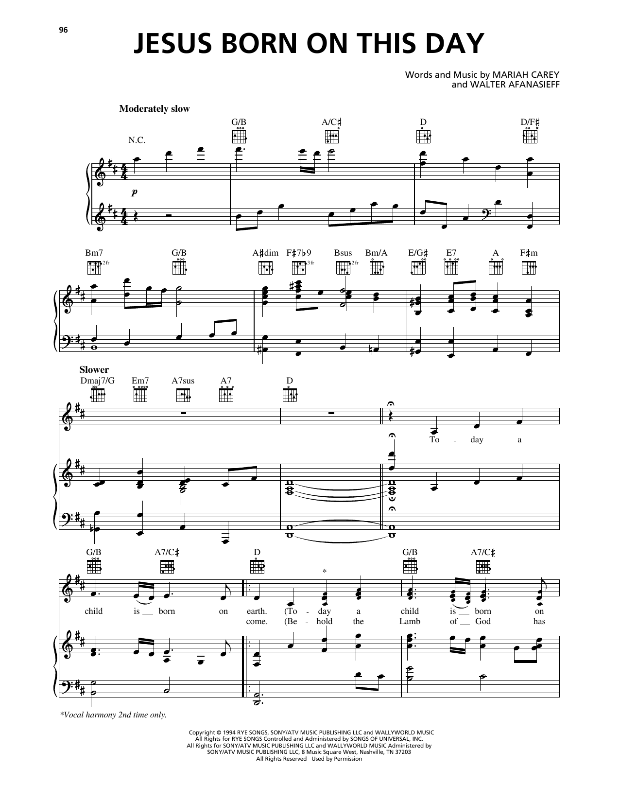 Avalon Jesus Born On This Day sheet music notes and chords arranged for Piano, Vocal & Guitar Chords (Right-Hand Melody)