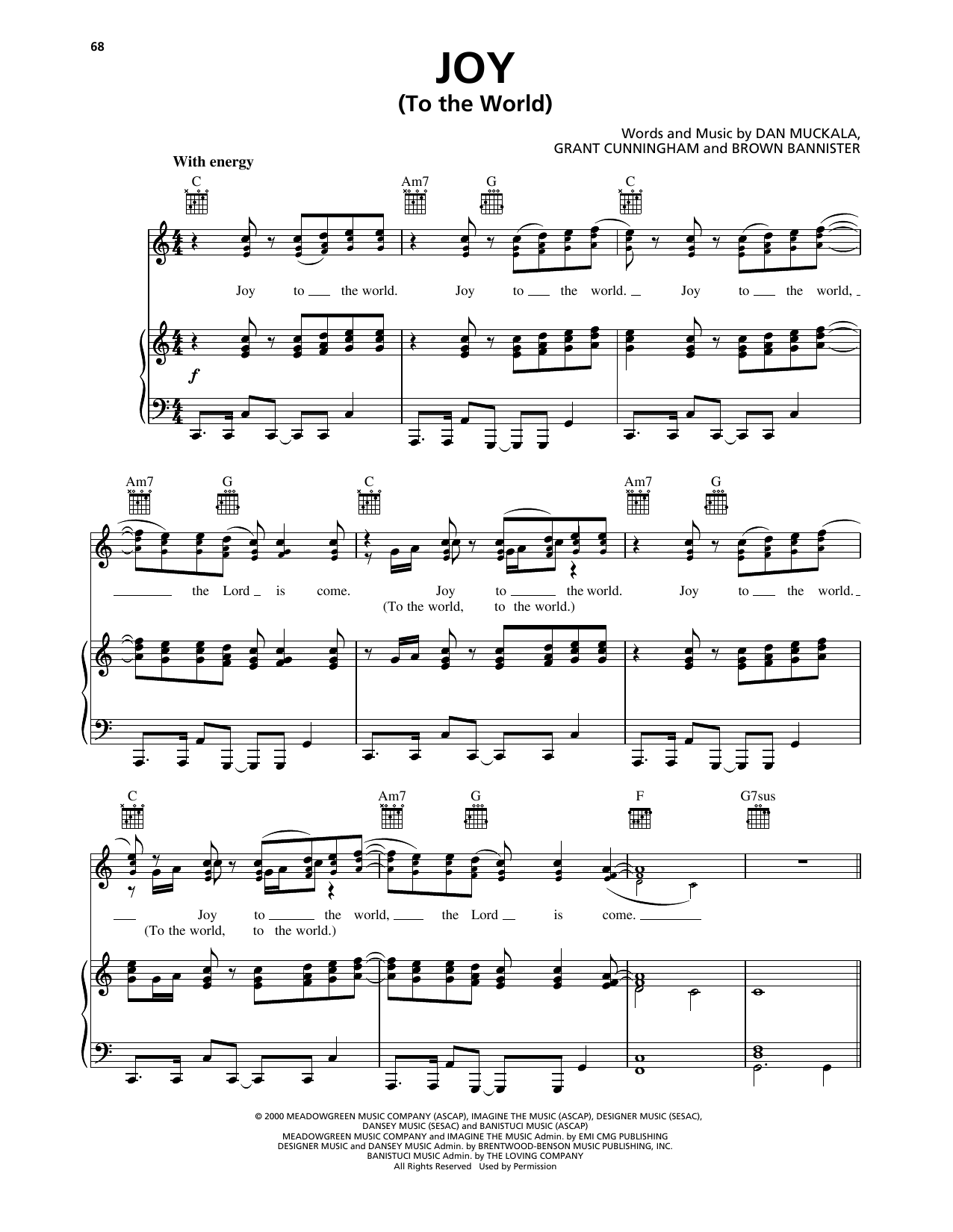 Avalon Joy (To The World) sheet music notes and chords arranged for Piano, Vocal & Guitar Chords (Right-Hand Melody)