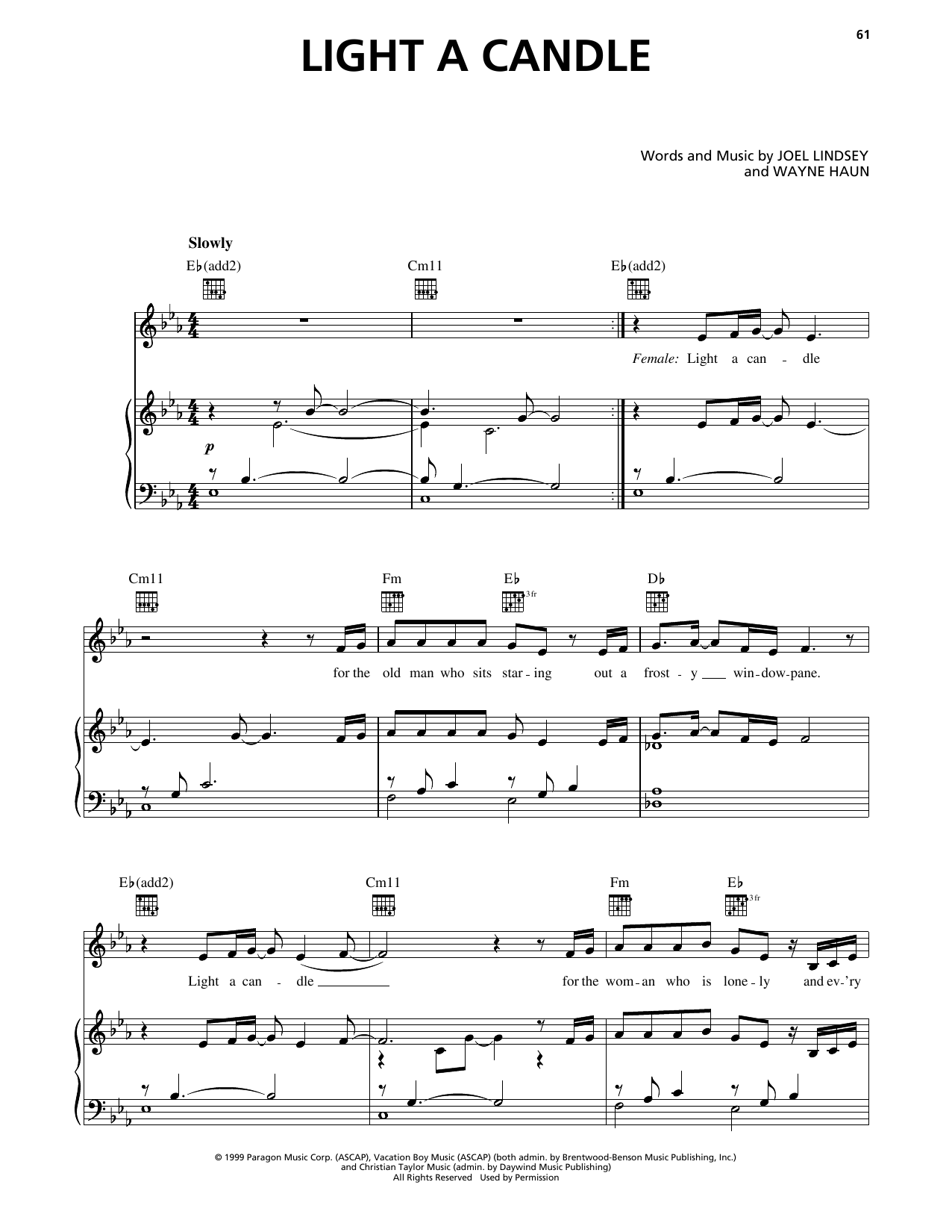 Avalon Light A Candle sheet music notes and chords arranged for Piano, Vocal & Guitar Chords (Right-Hand Melody)