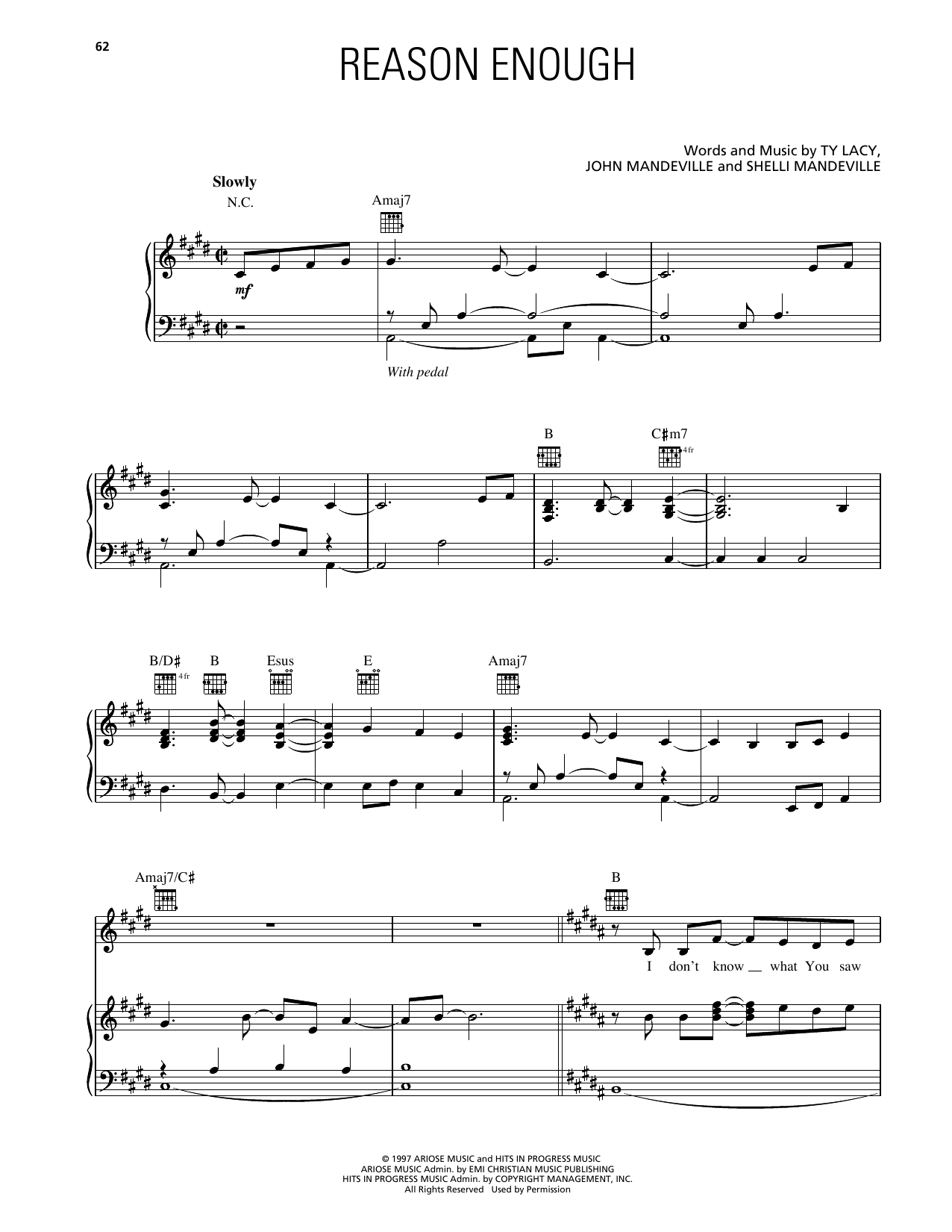 Avalon Reason Enough sheet music notes and chords arranged for Piano, Vocal & Guitar Chords (Right-Hand Melody)