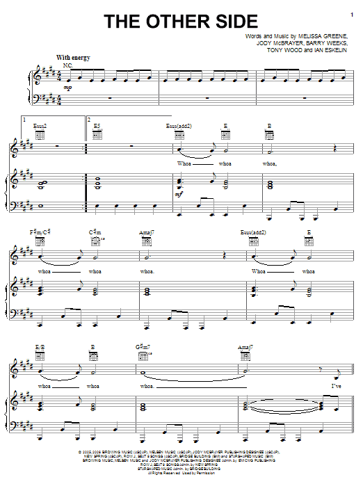 Avalon The Other Side sheet music notes and chords arranged for Piano, Vocal & Guitar Chords (Right-Hand Melody)