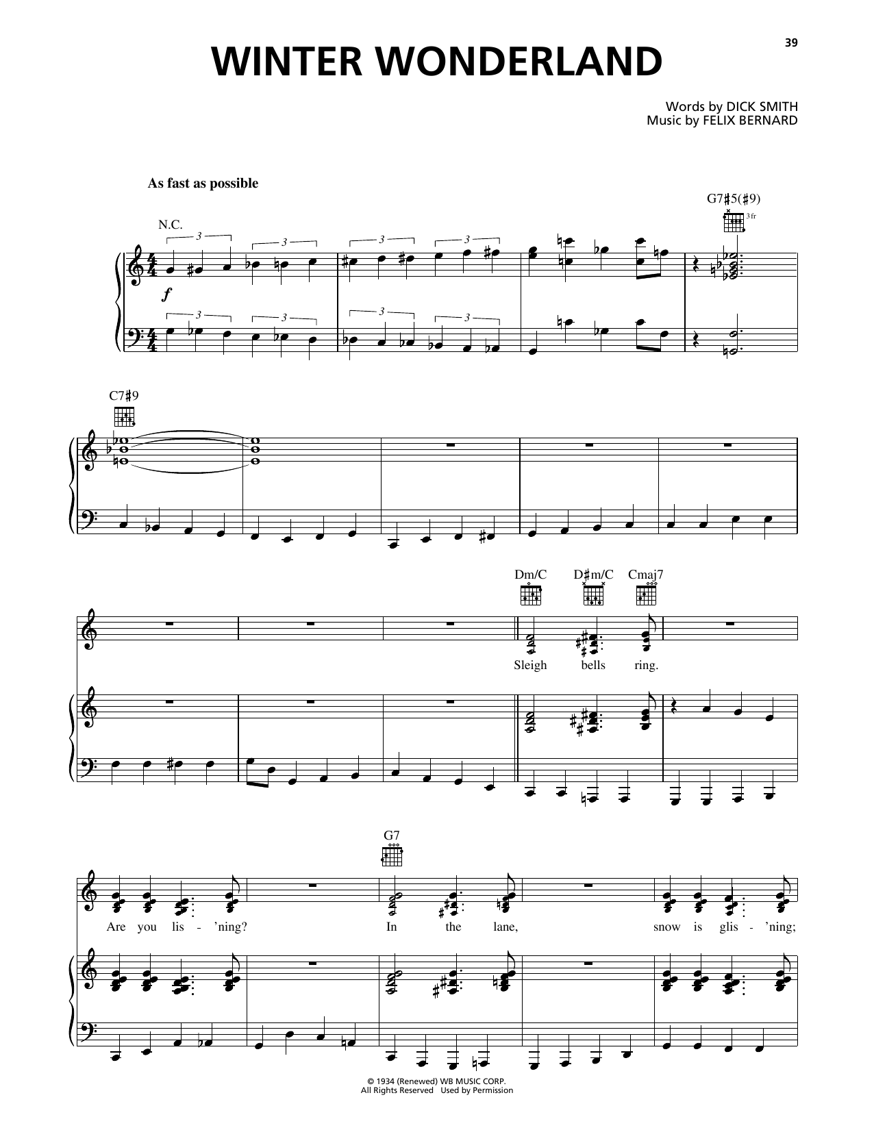 Avalon Winter Wonderland sheet music notes and chords arranged for Piano, Vocal & Guitar Chords (Right-Hand Melody)