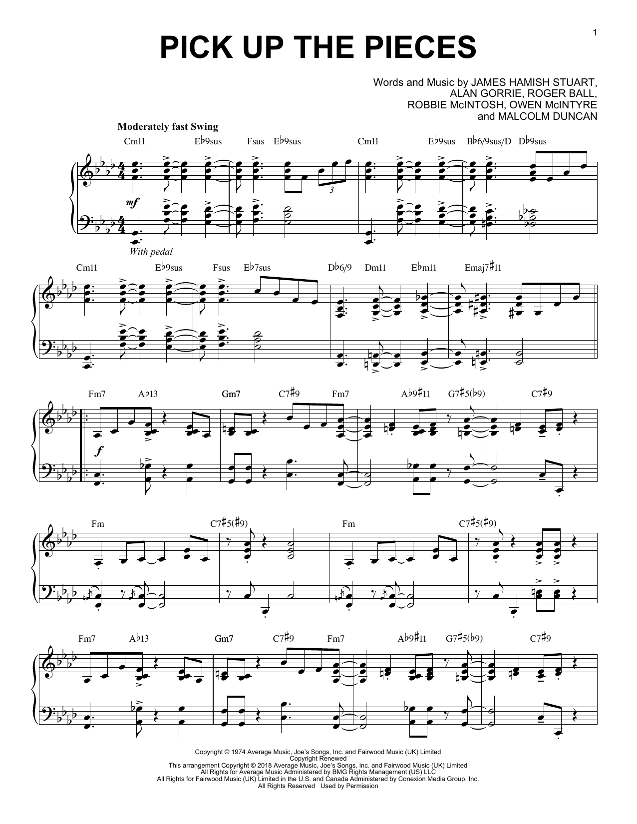 Average White Band Pick Up The Pieces [Jazz version] sheet music notes and chords arranged for Piano Solo