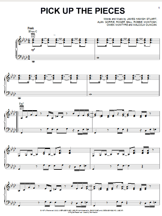 Average White Band Pick Up The Pieces sheet music notes and chords arranged for Drums Transcription