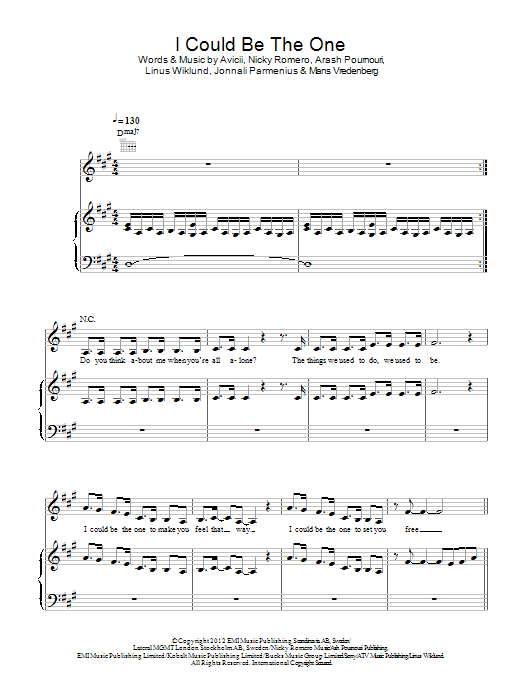Avicii & Nicky Romero I Could Be The One sheet music notes and chords arranged for Piano, Vocal & Guitar Chords