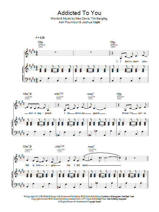Avicii Addicted To You sheet music notes and chords arranged for Piano, Vocal & Guitar Chords