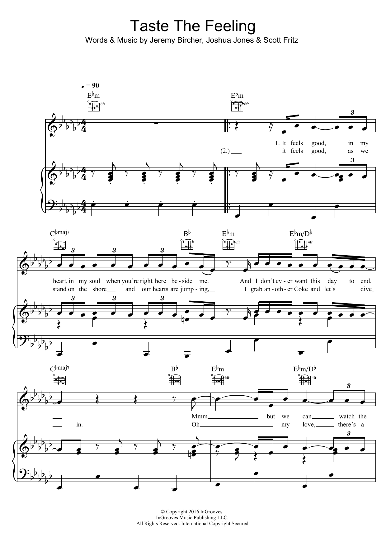 Avicii Taste The Feeling (featuring Conrad Sewell) sheet music notes and chords arranged for Piano, Vocal & Guitar Chords