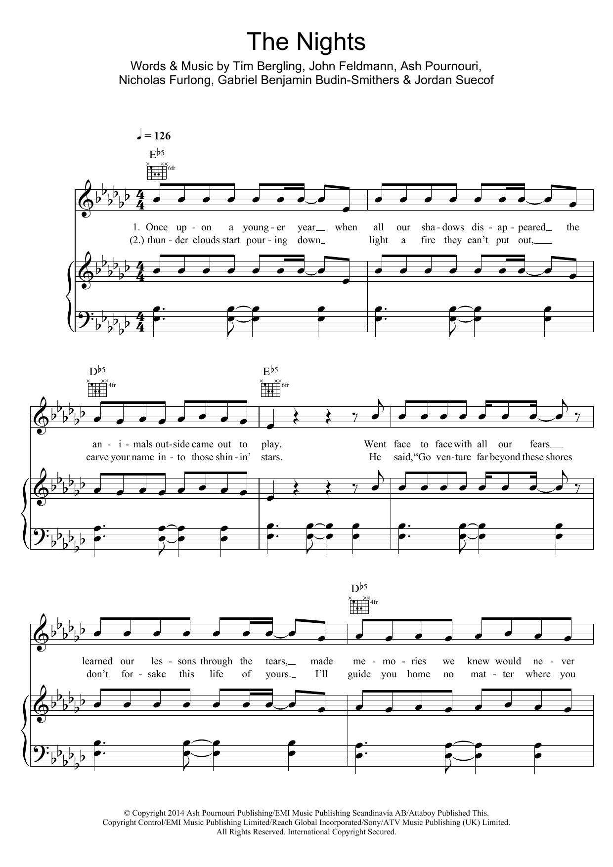 Avicii The Nights sheet music notes and chords arranged for Piano, Vocal & Guitar Chords