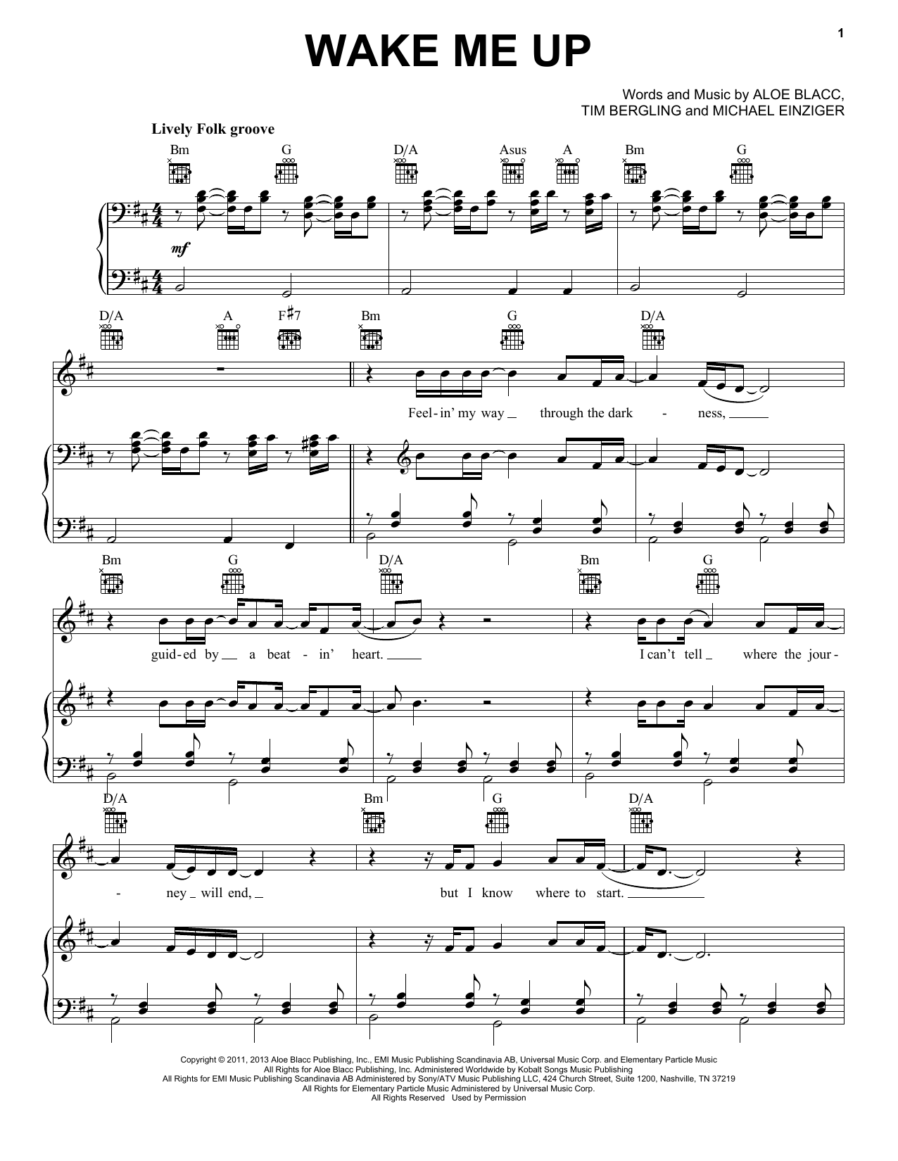 Avicii Wake Me Up! sheet music notes and chords arranged for Violin Duet
