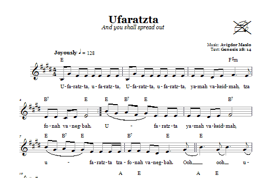 Avigdor Maslo Ufaratzta (And You Shall Spread Out) sheet music notes and chords arranged for Lead Sheet / Fake Book