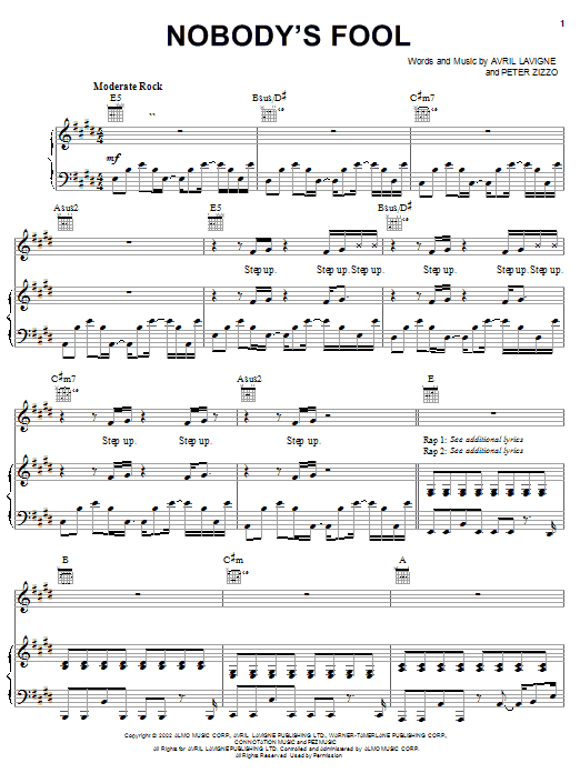 Avril Lavigne Nobody's Fool sheet music notes and chords arranged for Guitar Tab