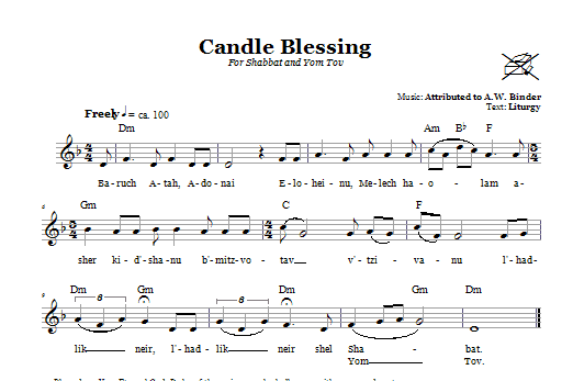 A.W. Binder Candle Blessings (For Shabbat and Yom Tov) sheet music notes and chords arranged for Lead Sheet / Fake Book