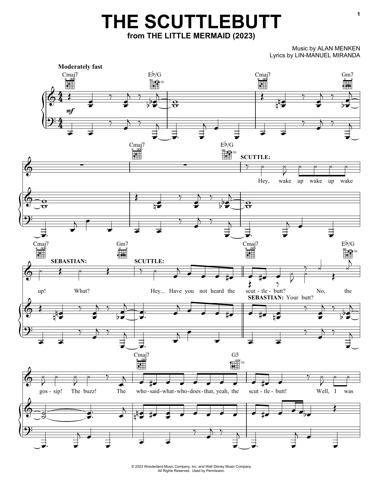 Awkwafina and Daveed Diggs The Scuttlebutt (from The Little Mermaid) (2023) sheet music notes and chords arranged for Easy Piano