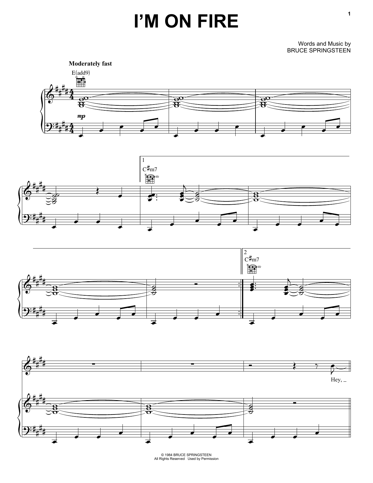 Awolnation I'm On Fire sheet music notes and chords arranged for Piano, Vocal & Guitar Chords (Right-Hand Melody)
