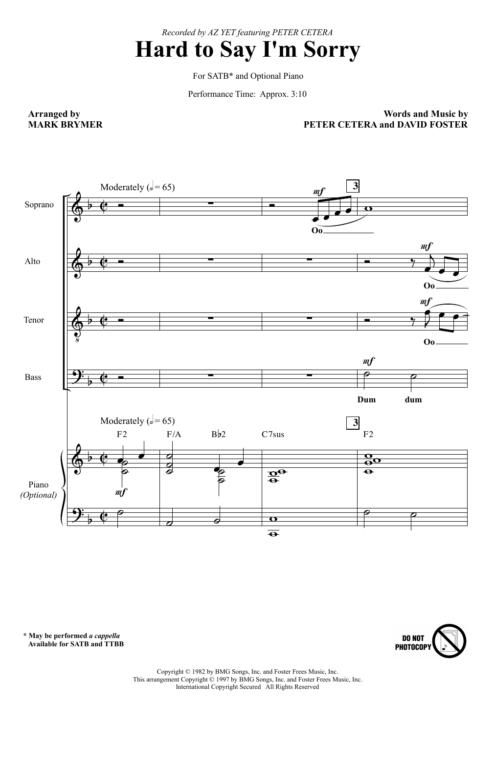 Az Yet Hard To Say I'm Sorry (feat. Peter Cetera) (arr. Mark Brymer) sheet music notes and chords arranged for TTBB Choir