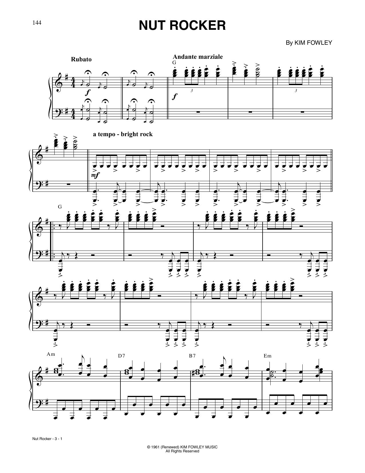 B. Bumble & The Stingers Nut Rocker sheet music notes and chords arranged for Piano Solo