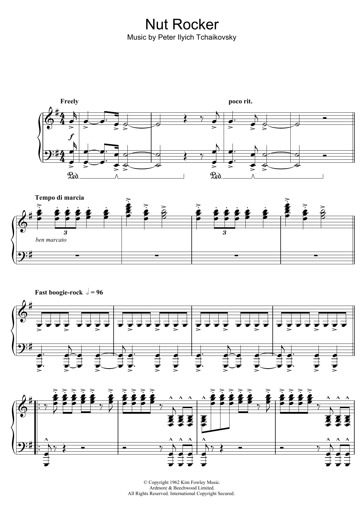 B. Bumble and the Stingers Nut Rocker sheet music notes and chords arranged for Piano Solo