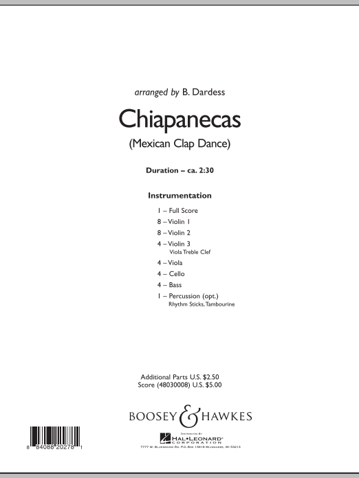 B. Dardess Chiapanecas (Mexican Clap Dance) - Conductor Score (Full Score) sheet music notes and chords arranged for Orchestra