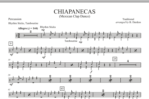 B. Dardess Chiapanecas (Mexican Clap Dance) - Percussion sheet music notes and chords arranged for Orchestra