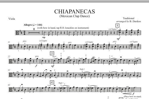 B. Dardess Chiapanecas (Mexican Clap Dance) - Viola sheet music notes and chords arranged for Orchestra