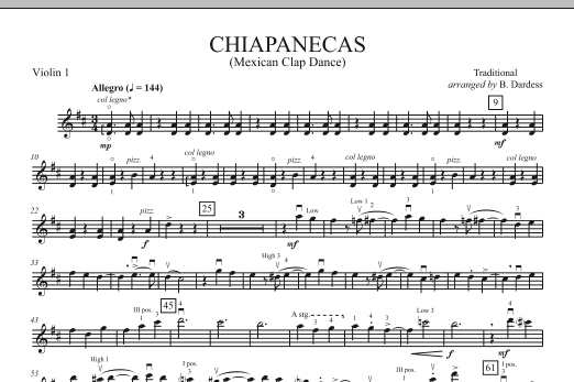 B. Dardess Chiapanecas (Mexican Clap Dance) - Violin 1 sheet music notes and chords arranged for Orchestra