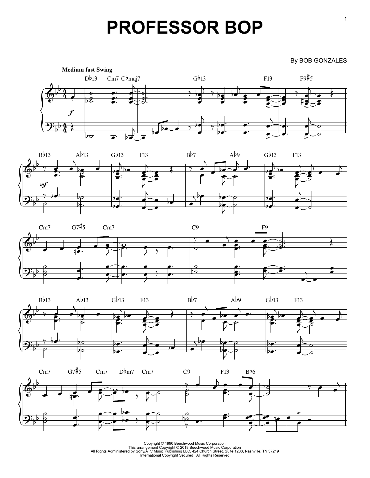 Babs Gonzalez Professor Bop sheet music notes and chords arranged for Piano Solo