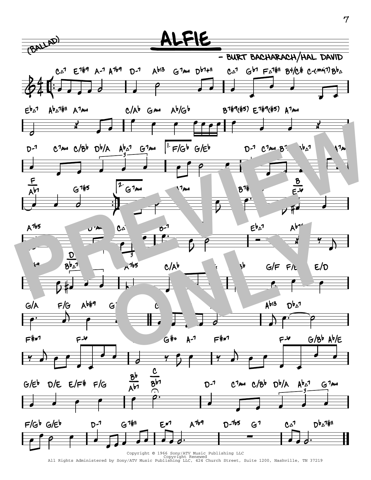 Bacharach & David Alfie (arr. David Hazeltine) sheet music notes and chords arranged for Real Book – Enhanced Chords