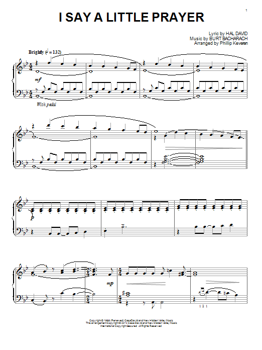 Bacharach & David I Say A Little Prayer (arr. Phillip Keveren) sheet music notes and chords arranged for Piano Solo