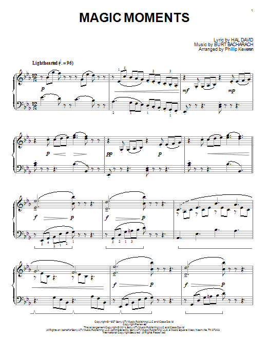 Bacharach & David Magic Moments (arr. Phillip Keveren) sheet music notes and chords arranged for Piano Solo