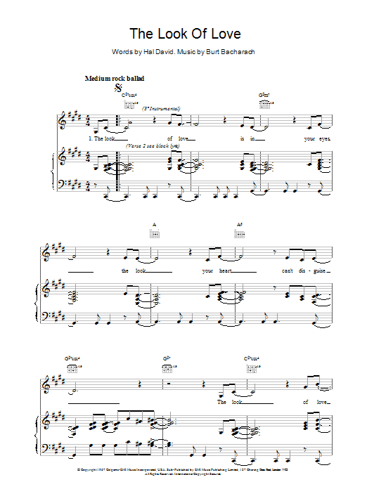 Bacharach & David The Look Of Love sheet music notes and chords arranged for Vibraphone Solo