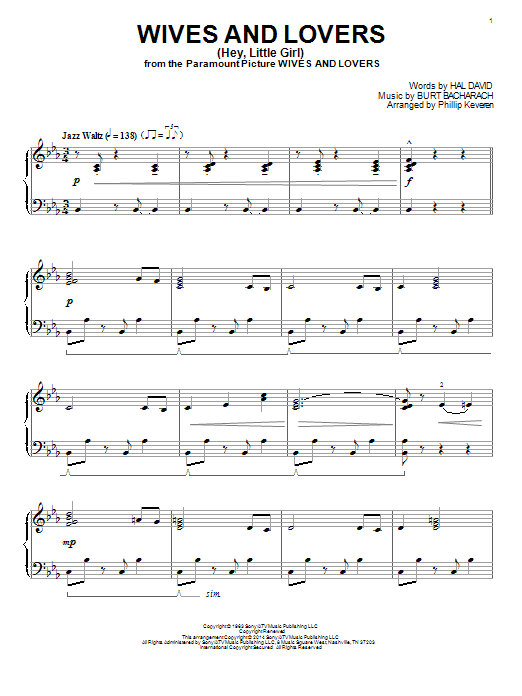 Bacharach & David Wives And Lovers (Hey, Little Girl) (arr. Phillip Keveren) sheet music notes and chords arranged for Piano Solo