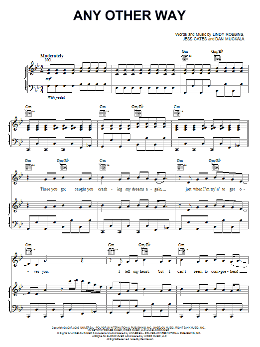 Backstreet Boys Any Other Way sheet music notes and chords arranged for Piano, Vocal & Guitar Chords (Right-Hand Melody)