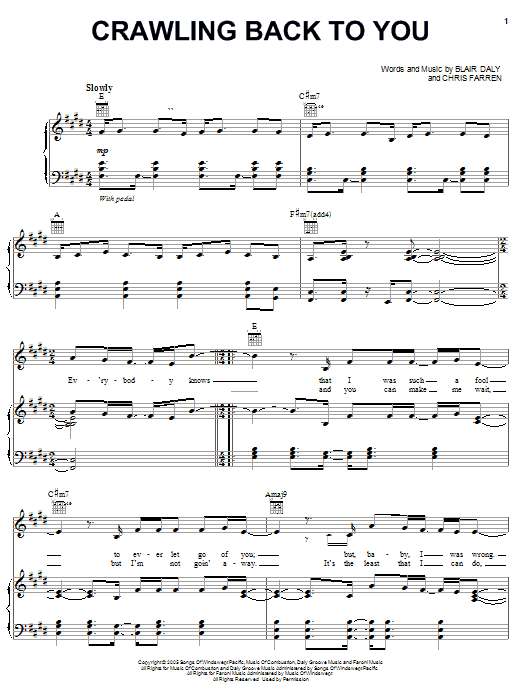 Backstreet Boys Crawling Back To You sheet music notes and chords arranged for Piano, Vocal & Guitar Chords (Right-Hand Melody)