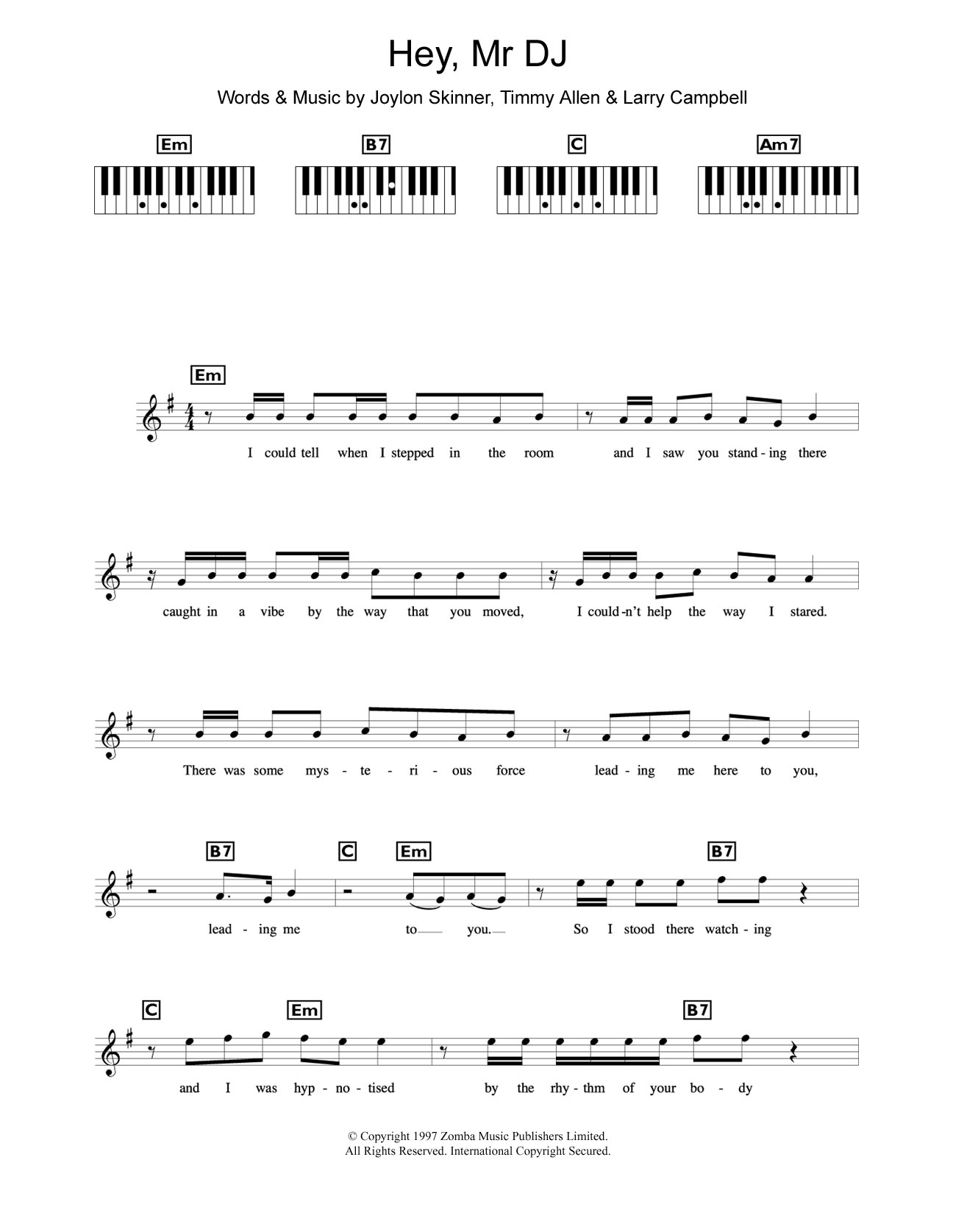 Backstreet Boys Hey, Mr DJ sheet music notes and chords arranged for Piano Chords/Lyrics