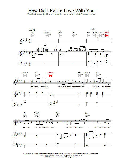 Backstreet Boys How Did I Fall In Love With You sheet music notes and chords arranged for Piano, Vocal & Guitar Chords