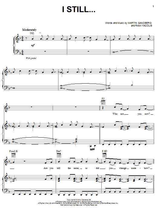 Backstreet Boys I Still... sheet music notes and chords arranged for Piano, Vocal & Guitar Chords (Right-Hand Melody)