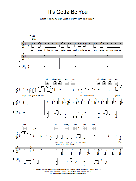 Backstreet Boys It's Gotta Be You sheet music notes and chords arranged for Piano Chords/Lyrics