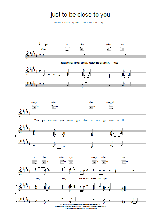 Backstreet Boys Just To Be Close To You sheet music notes and chords arranged for Piano Chords/Lyrics