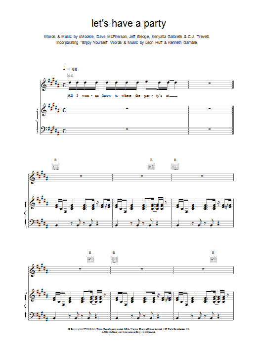 Backstreet Boys Let's Have a Party sheet music notes and chords arranged for Piano, Vocal & Guitar Chords